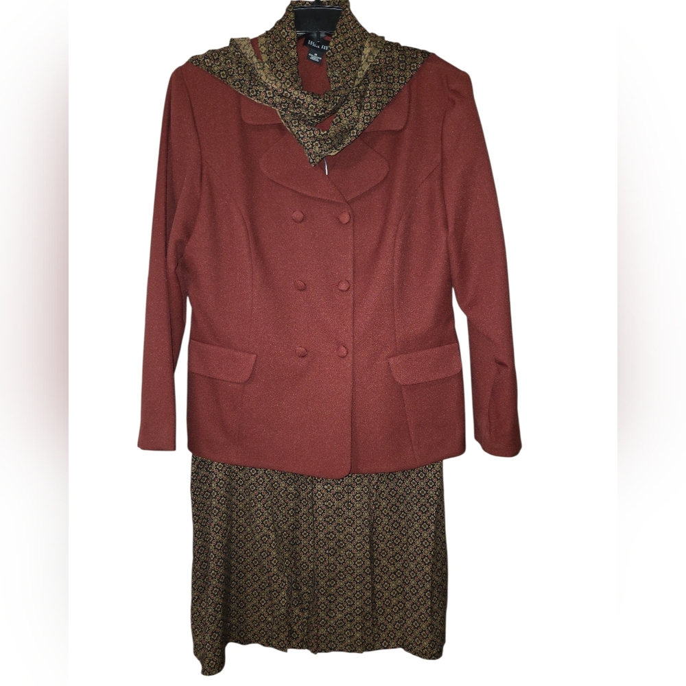 Leslie Fay Jacket with Patterned Skirt Set..18